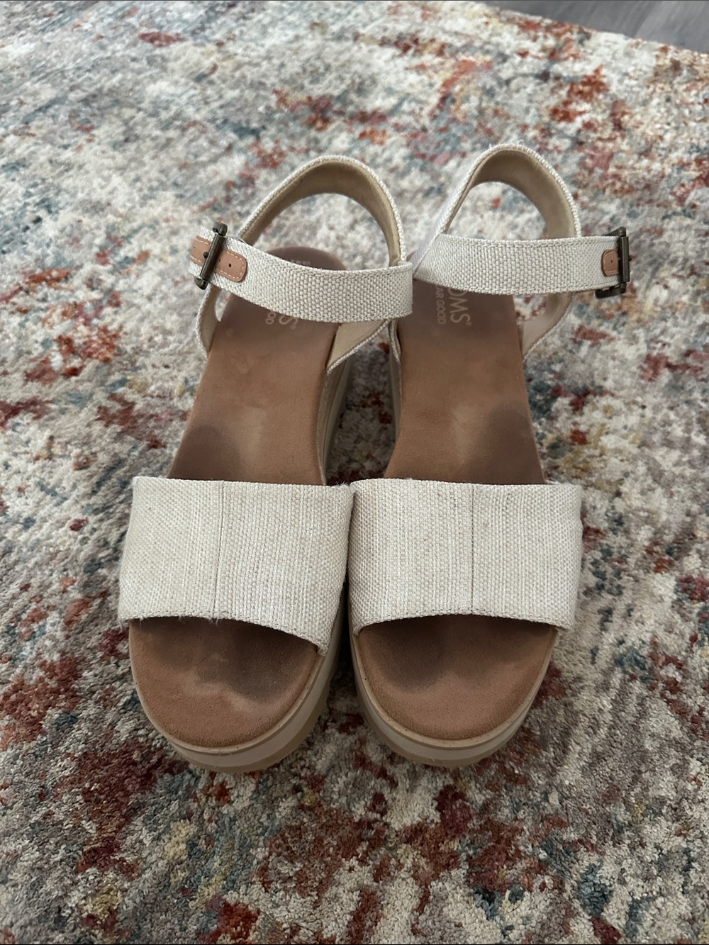 Women’s Cream Platform Sandals with Ankle Strap